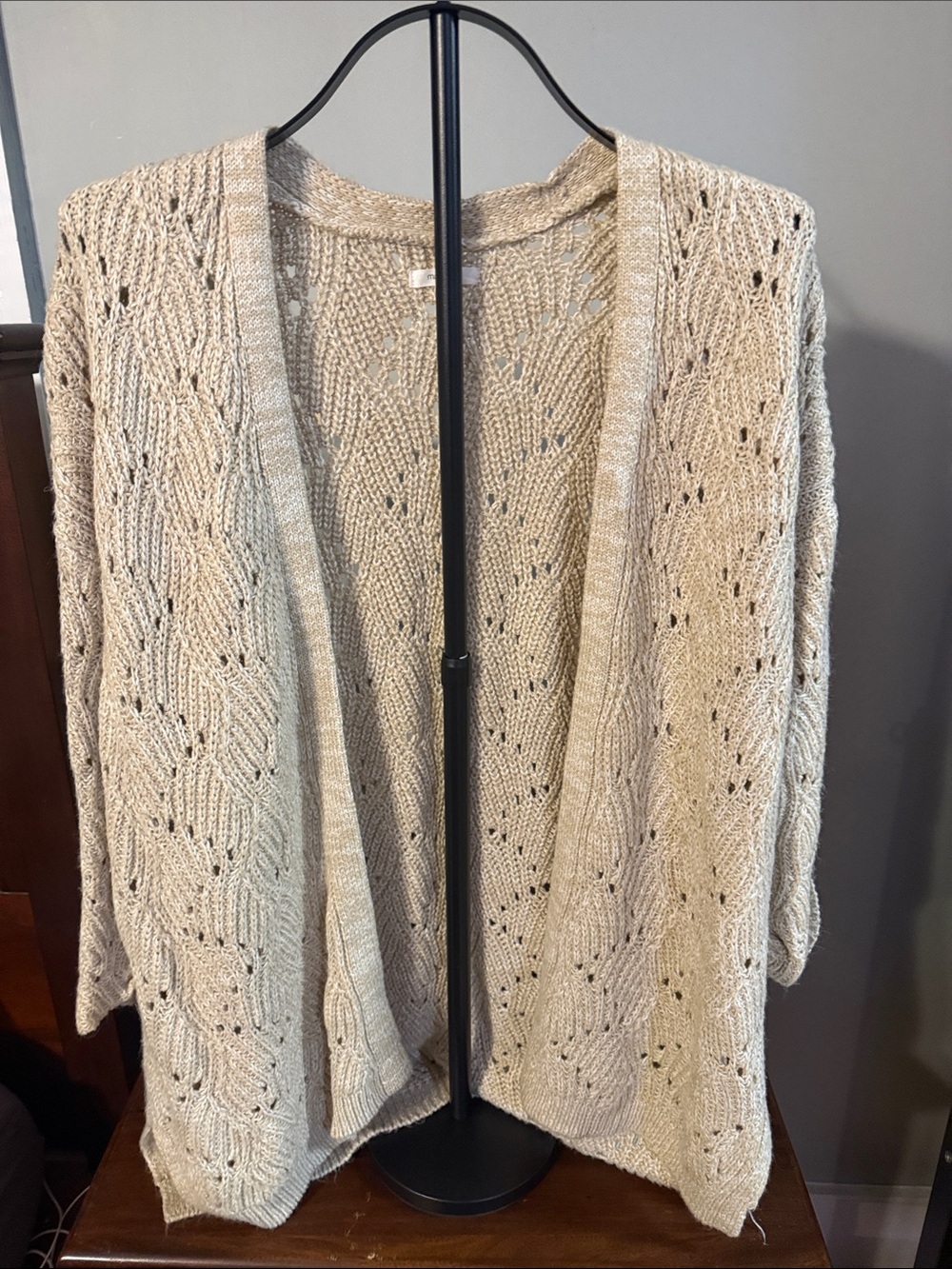 Maurices Cream Open-Front Knit Cardigan